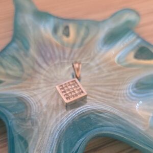 Silver Square Pendant with Crystals